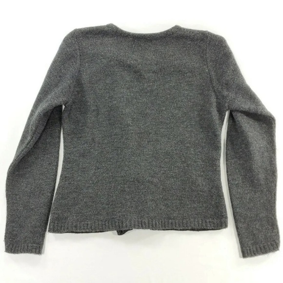 Maryline Cardigan Women L Sweater Moto Zipper Gray Black Wool Blend Mixed Media - Picture 3 of 11